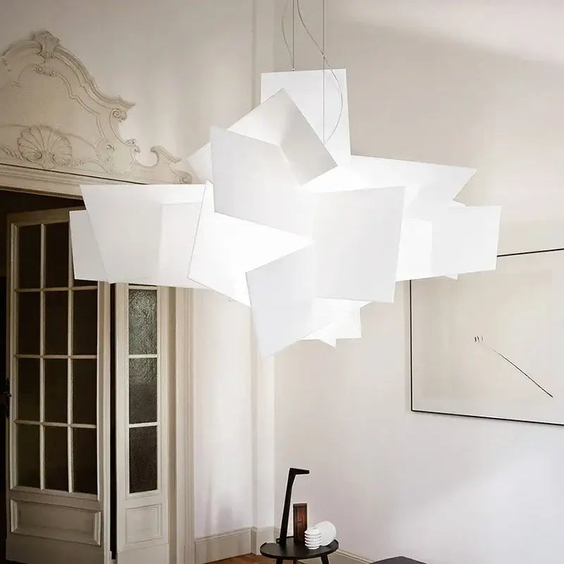 Modern white abstract led pendant lamp – living room geometric light