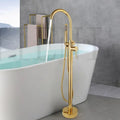 Modern white and chrome bathtub faucet set – bathroom floor mount