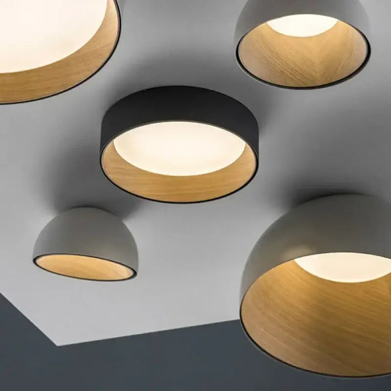 Modern white and wood duo ceiling light kitchen dome lamp