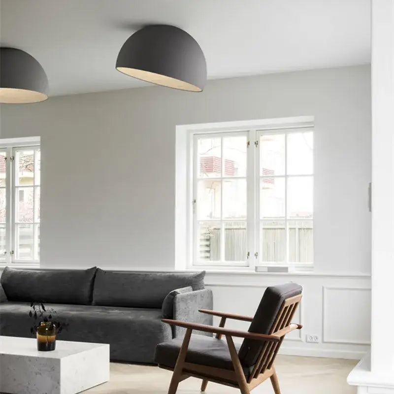 Modern white and wood duo ceiling light kitchen dome lamp