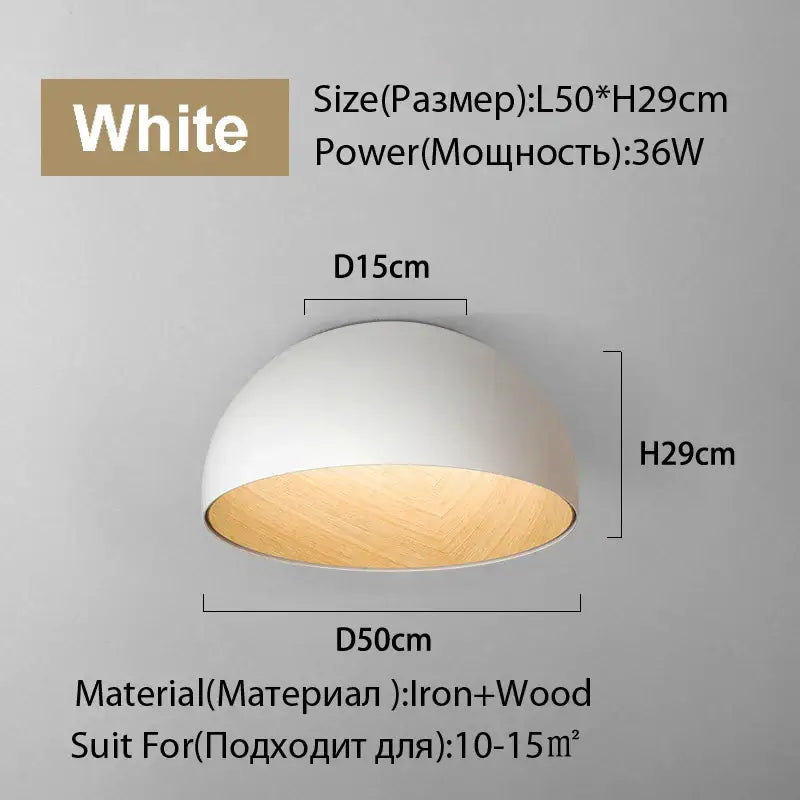Modern white and wood duo ceiling light kitchen dome lamp