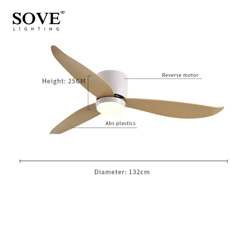 Modern white and wood led ceiling fan with remote control bedroom