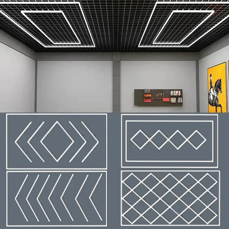 Modern white & black hexagon led ceiling light garage system