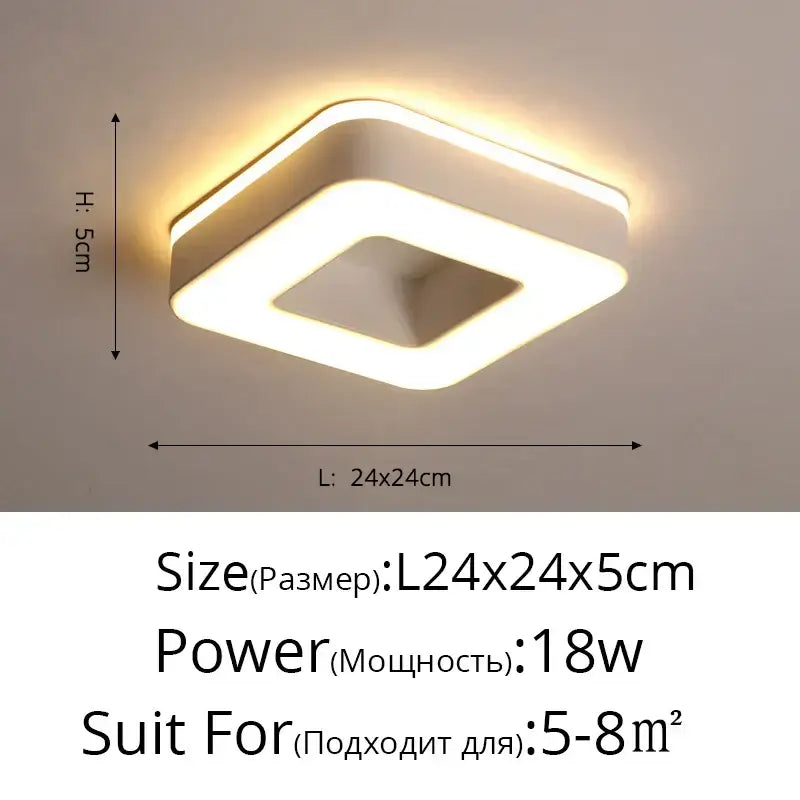 Modern white & black led ceiling light corridor minimalist design