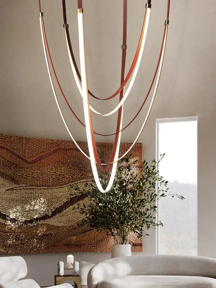 Modern white & brown designer villa chandelier dining room light