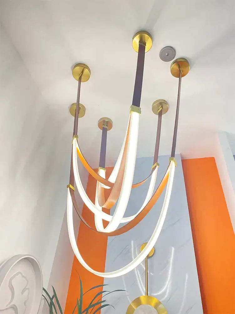 Modern white & brown designer villa chandelier dining room light