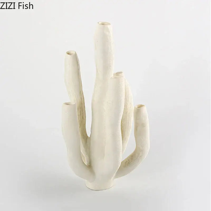 Modern white ceramic coral landscape sculpture living room candelabra