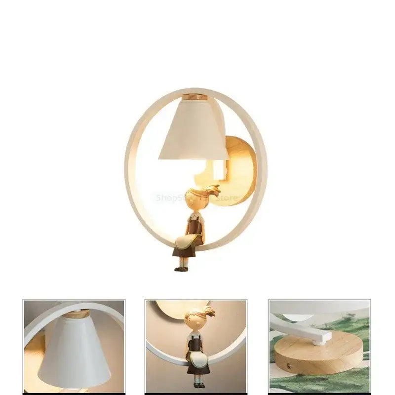 Modern white child figurine led wall lamps for bedroom