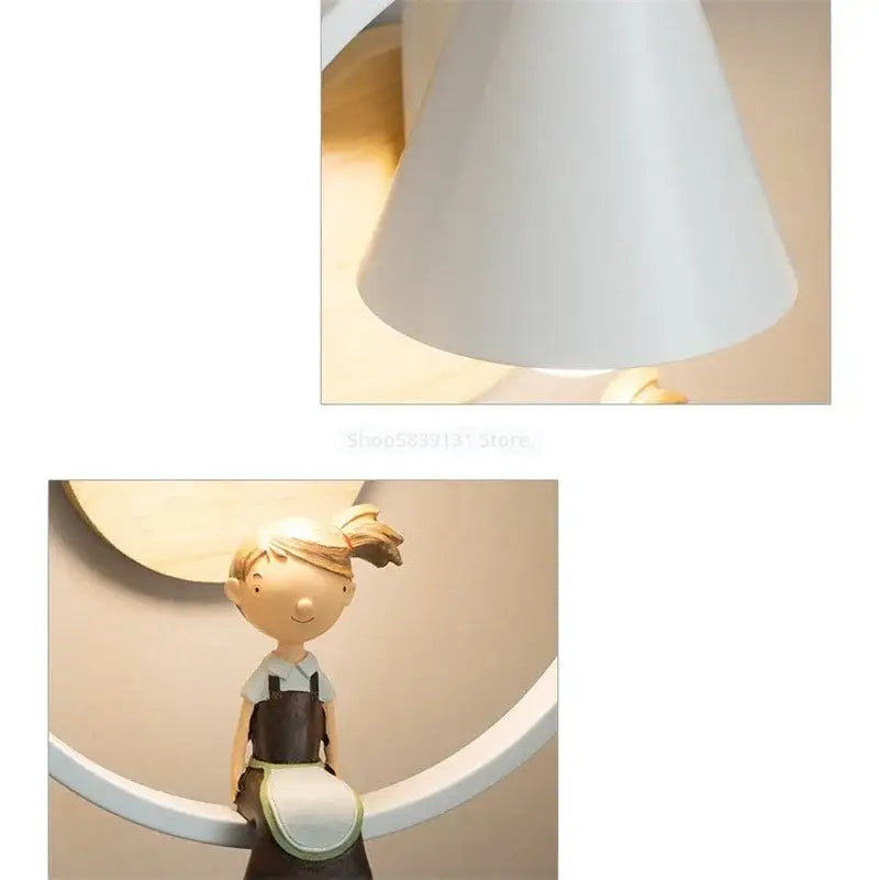 Modern white child figurine led wall lamps for bedroom