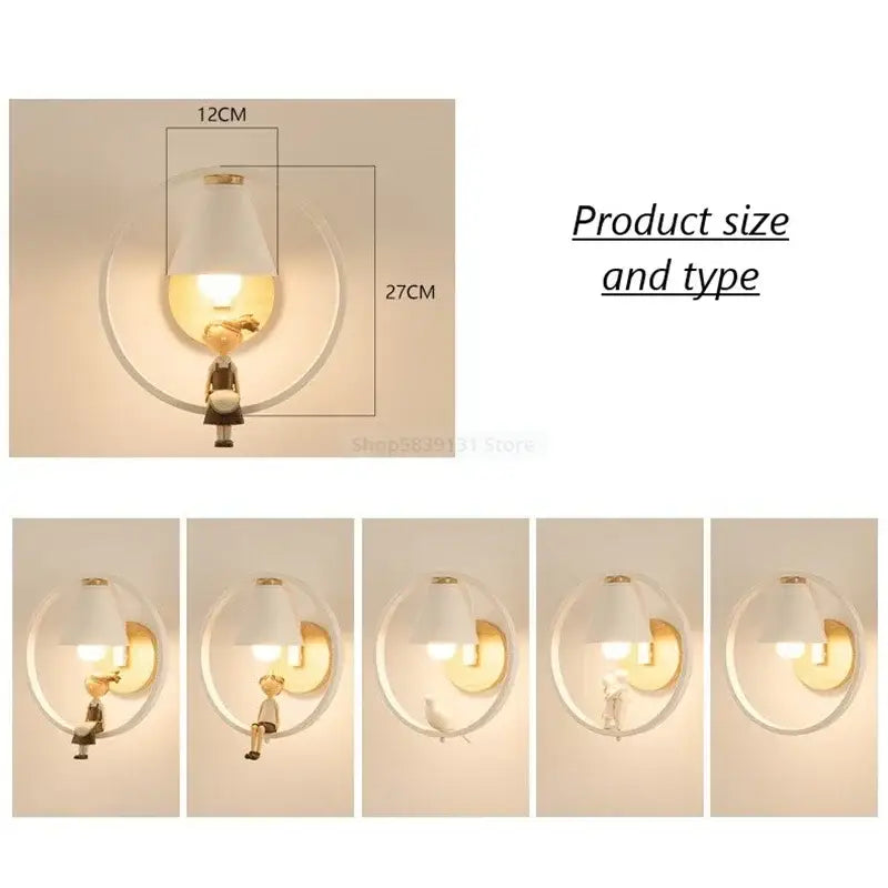 Modern white child figurine led wall lamps for bedroom