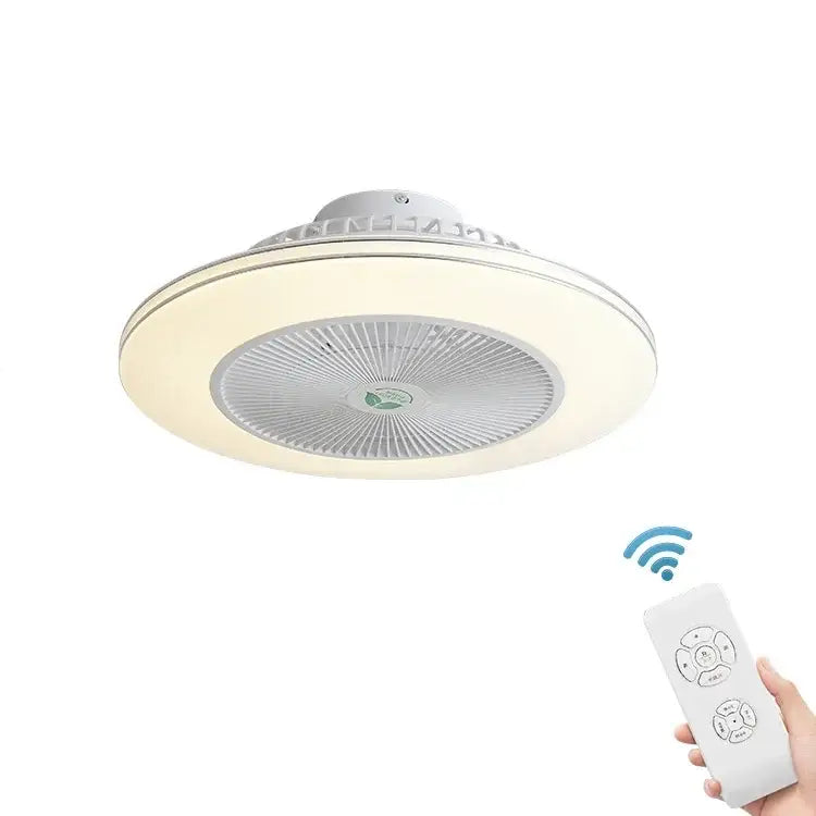 Modern white circular ceiling fan light living room invisible blades