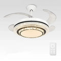 Modern white crystal led ceiling fan bedroom with remote control
