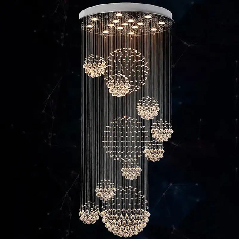 Modern white crystal led chandelier villa living room light