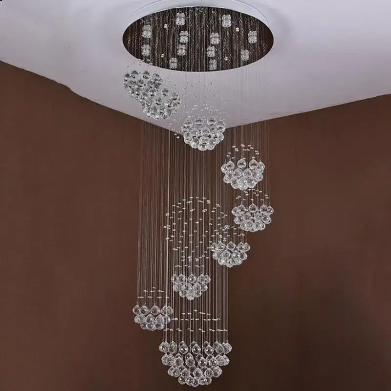 Modern white crystal led chandelier villa living room light