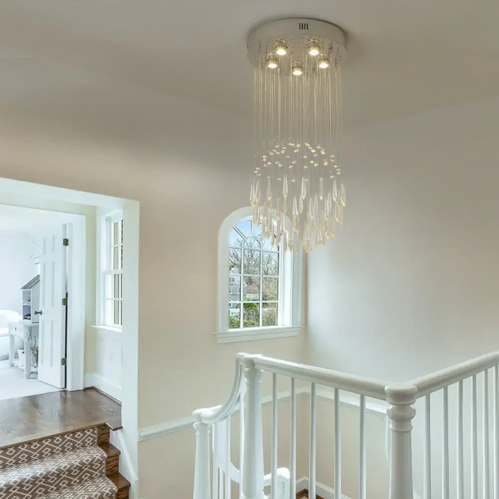 Modern white crystal ring pendant chandelier for dining room
