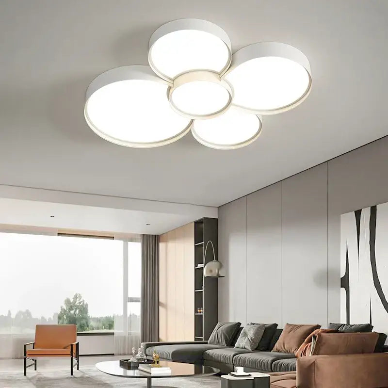 Modern white cylinder led chandelier light for living room