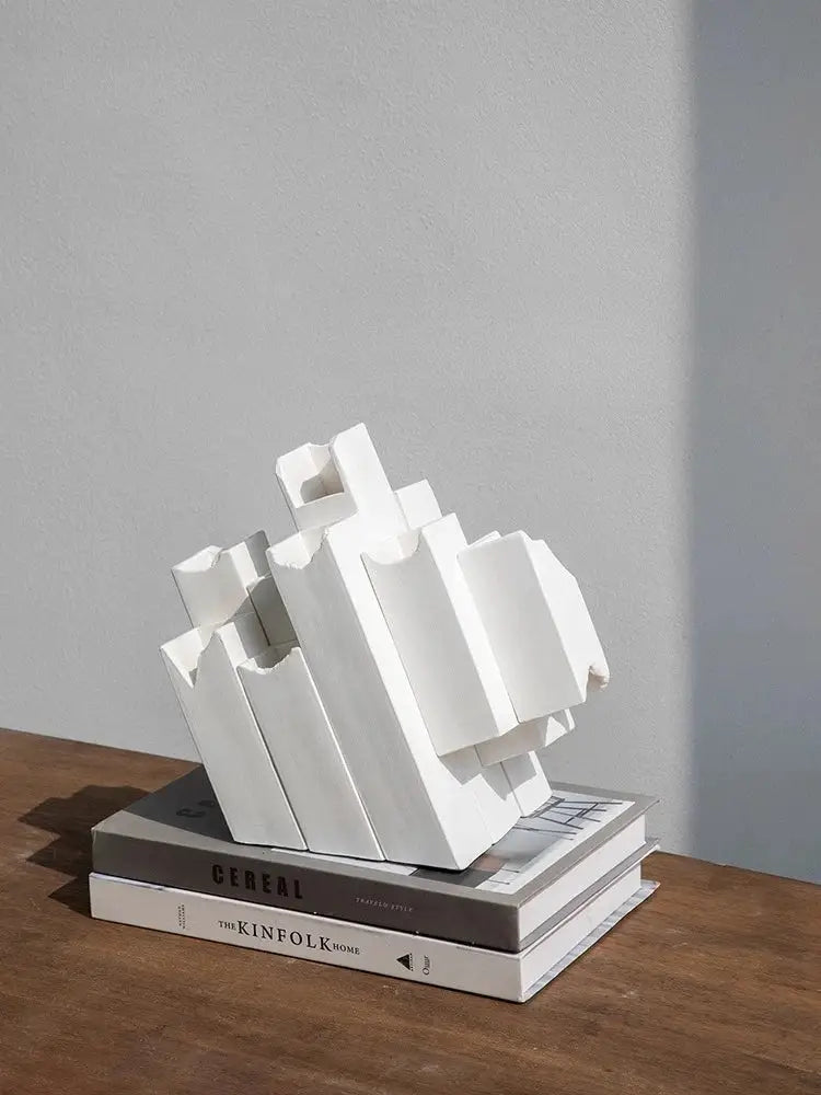 Modern white decorbites geometric ceramic vase living room block splicing