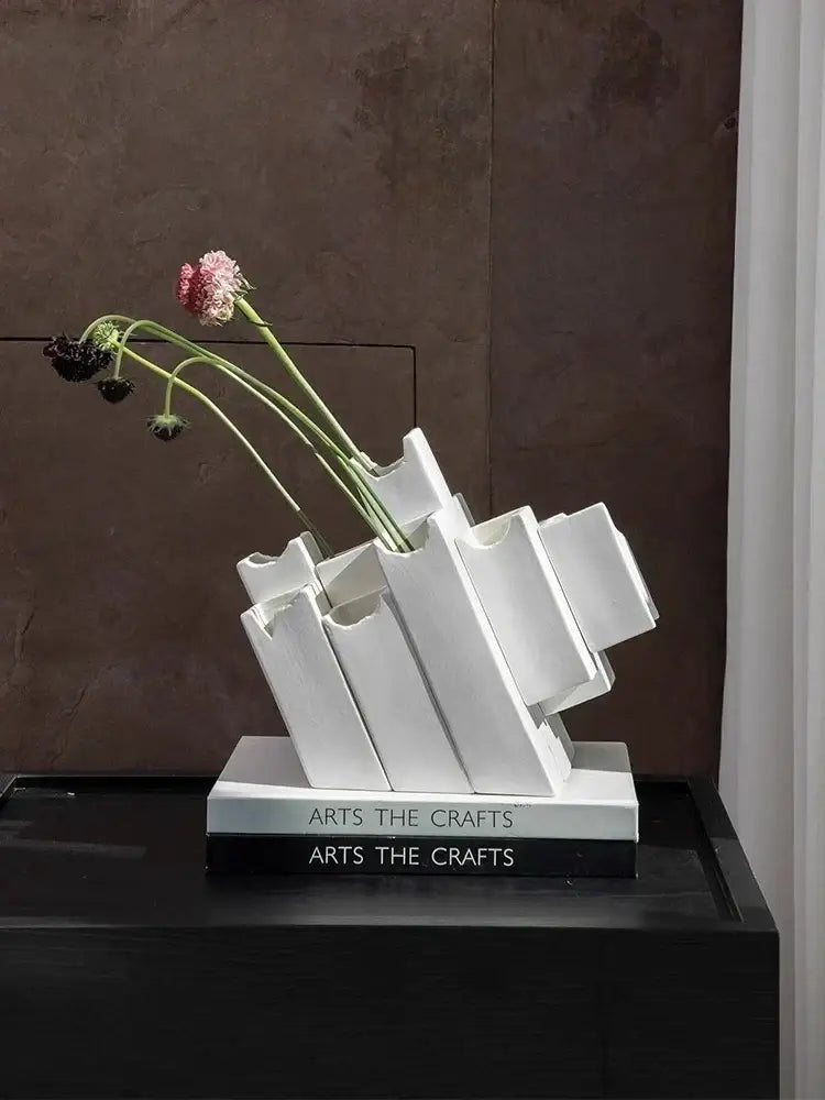 Modern white decorbites geometric ceramic vase living room block splicing