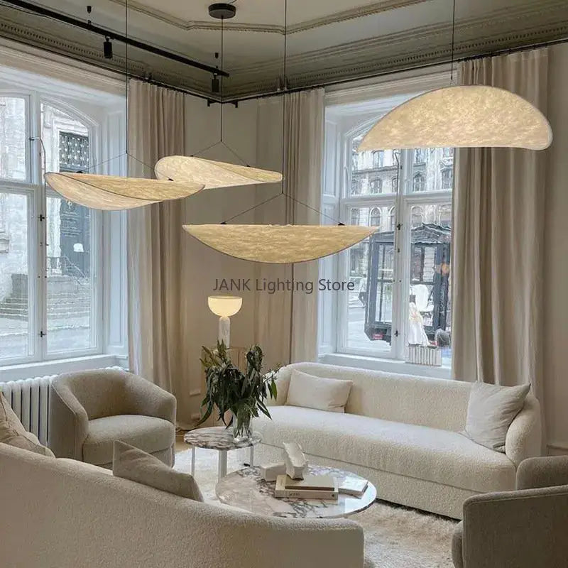 Modern white designer cloth cover pendant chandelier bedroom light