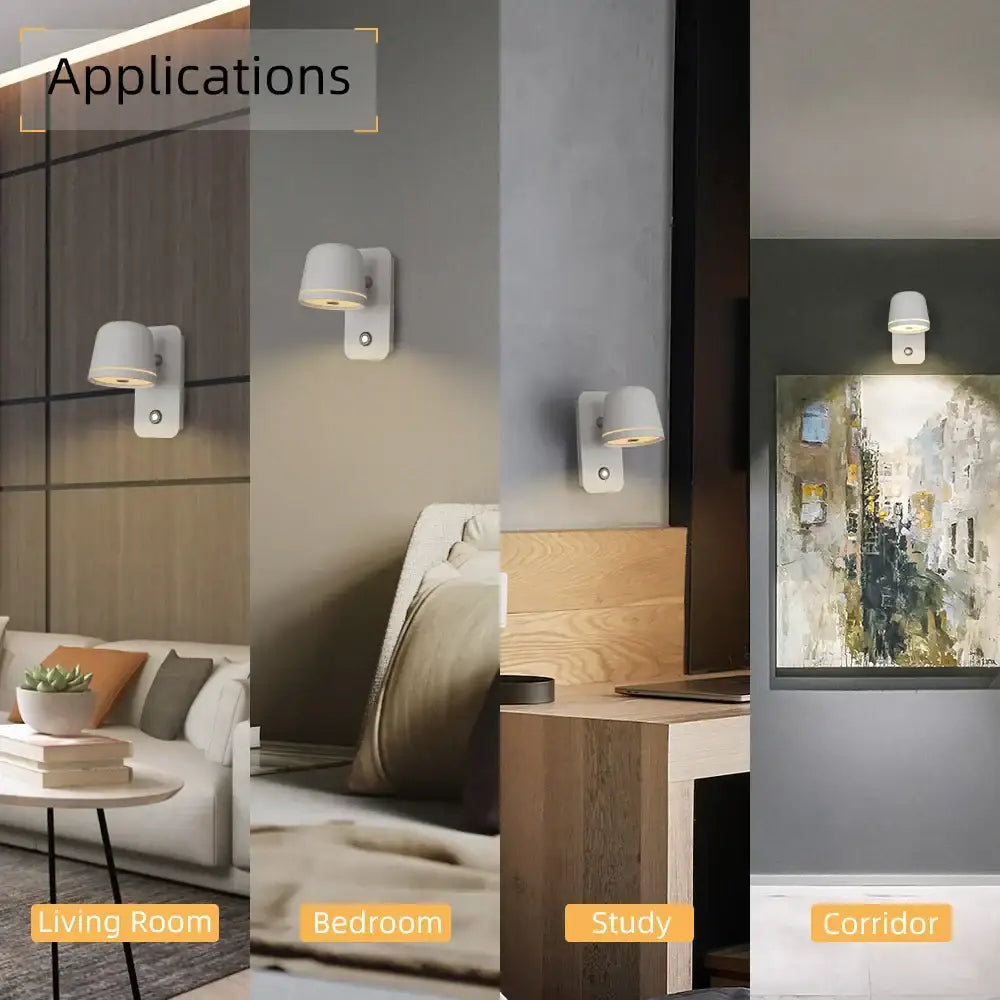 Modern white dimmable led wall sconce bedroom spotlight