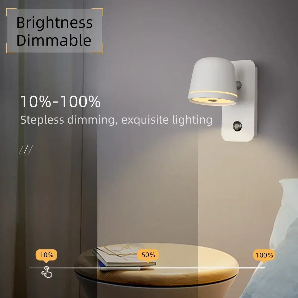 Modern white dimmable led wall sconce bedroom spotlight