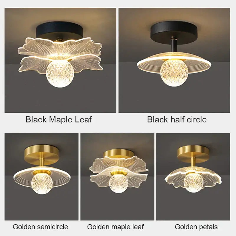 Modern white flower led ceiling lamp bedroom crystal decor