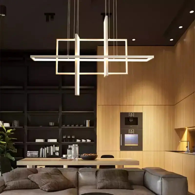 Modern white geometric aluminum pendant light for living room