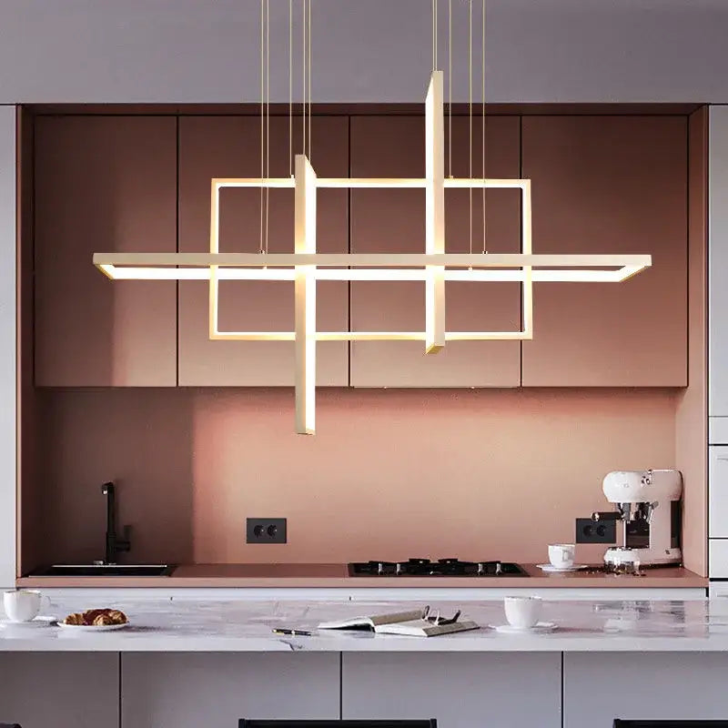 Modern white geometric aluminum pendant light for living room