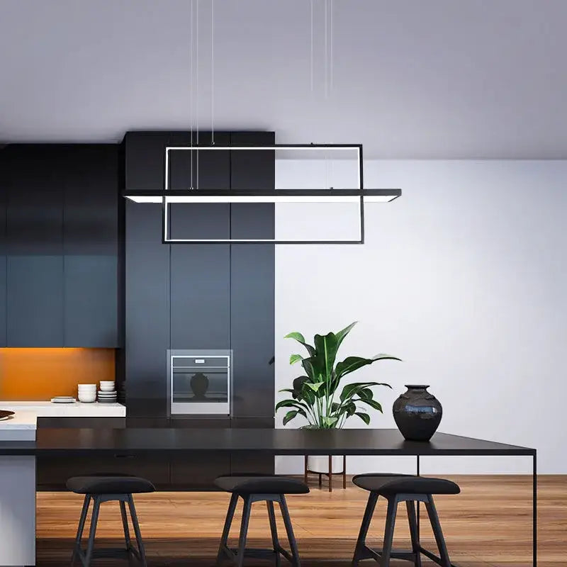 Modern white geometric aluminum pendant lights for dining room