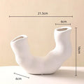 Modern white geometric ceramic flower vase living room decor