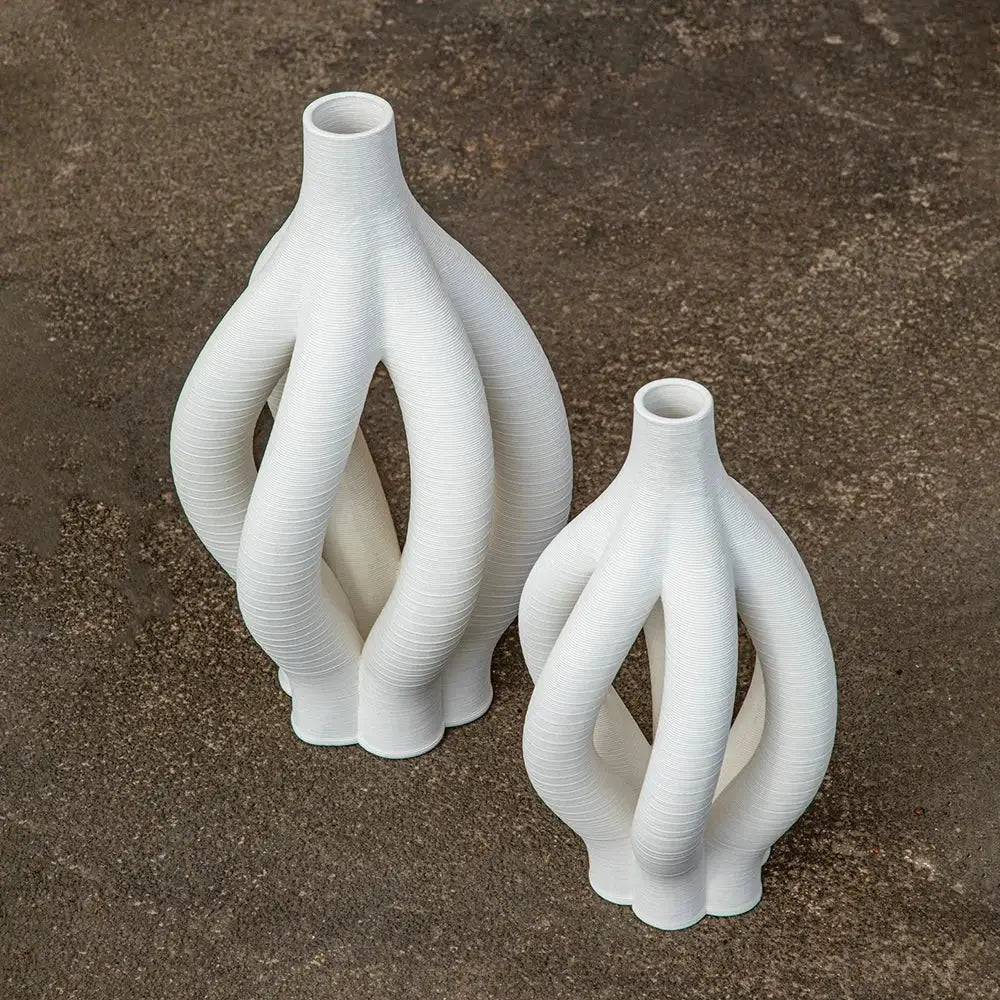 Modern white geometric ceramic hollow vases living room decor