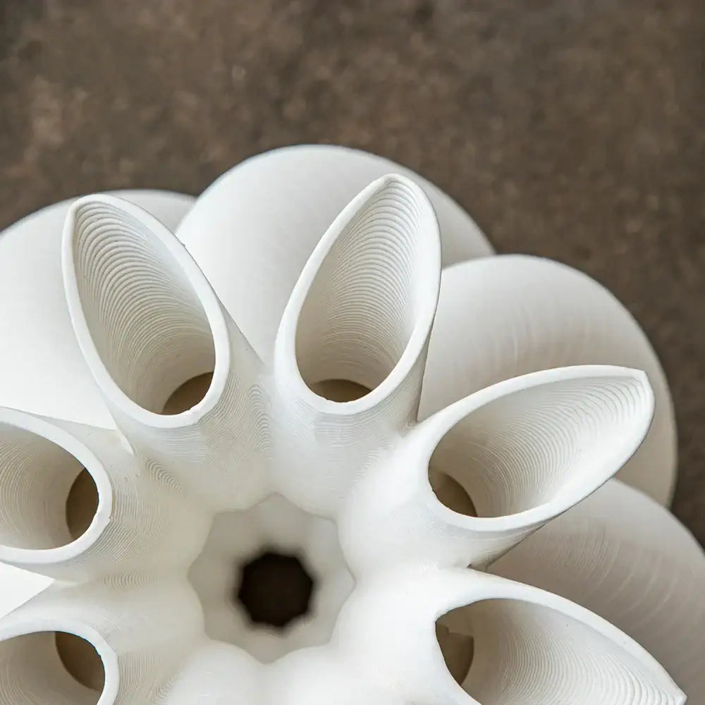 Modern white geometric ceramic hollow vases living room decor
