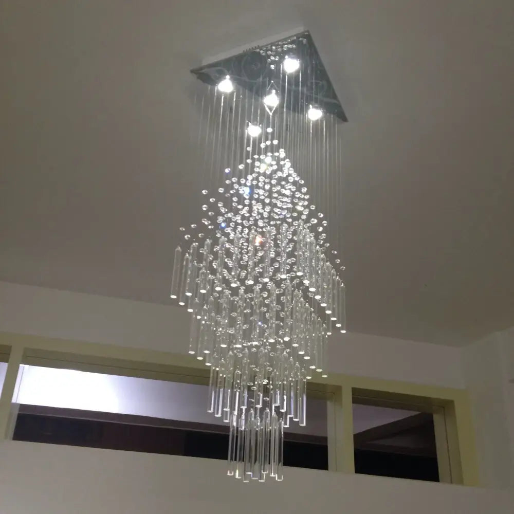 Modern white geometric crystal ceiling chandelier living room light