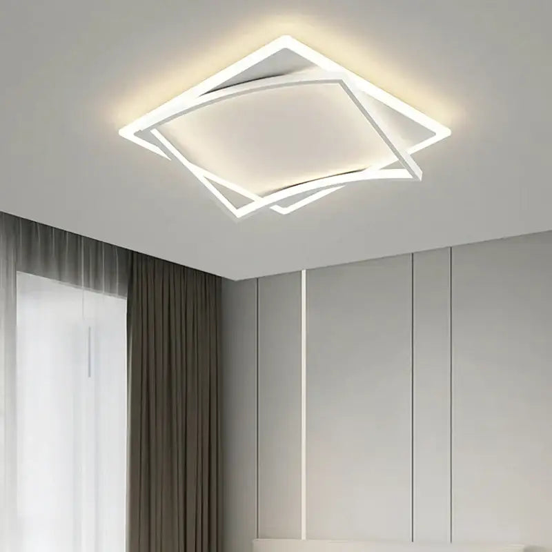Modern white geometric square led ceiling light for living room