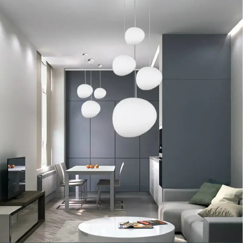 Modern white glass ball led pendant light dining room fixture