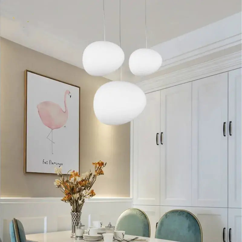 Modern white glass ball led pendant light dining room fixture