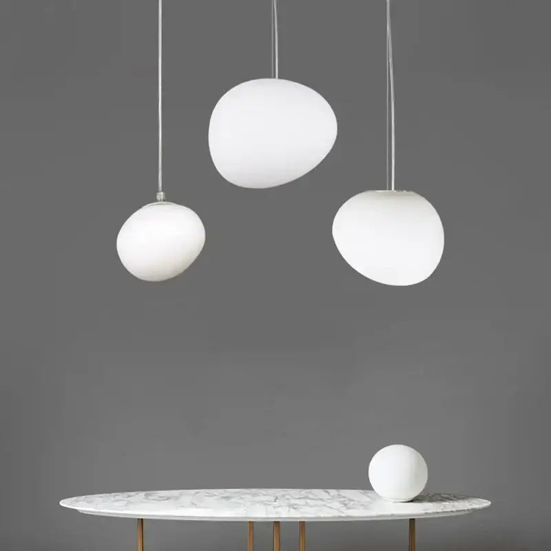 Modern white glass ball led pendant light dining room set