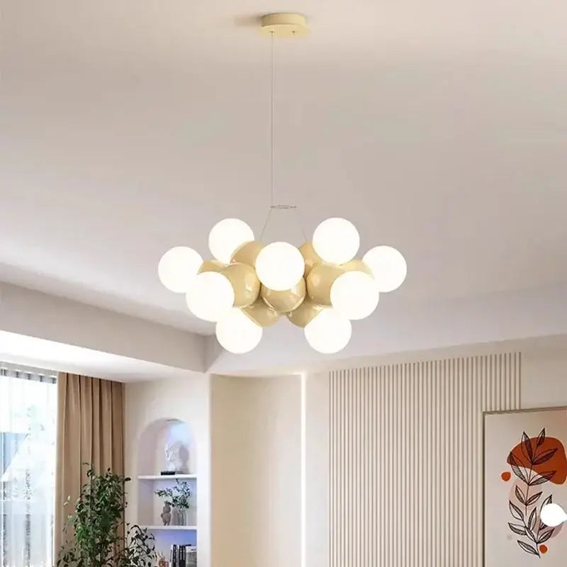Modern white glass globe pendant light fixture dining room