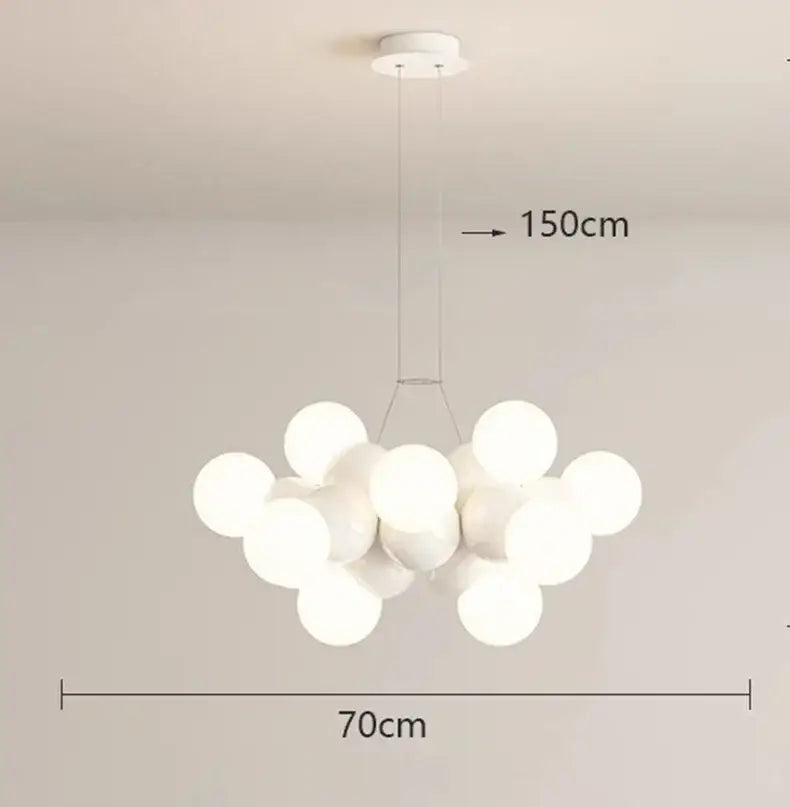 Modern white glass globe pendant light fixture dining room
