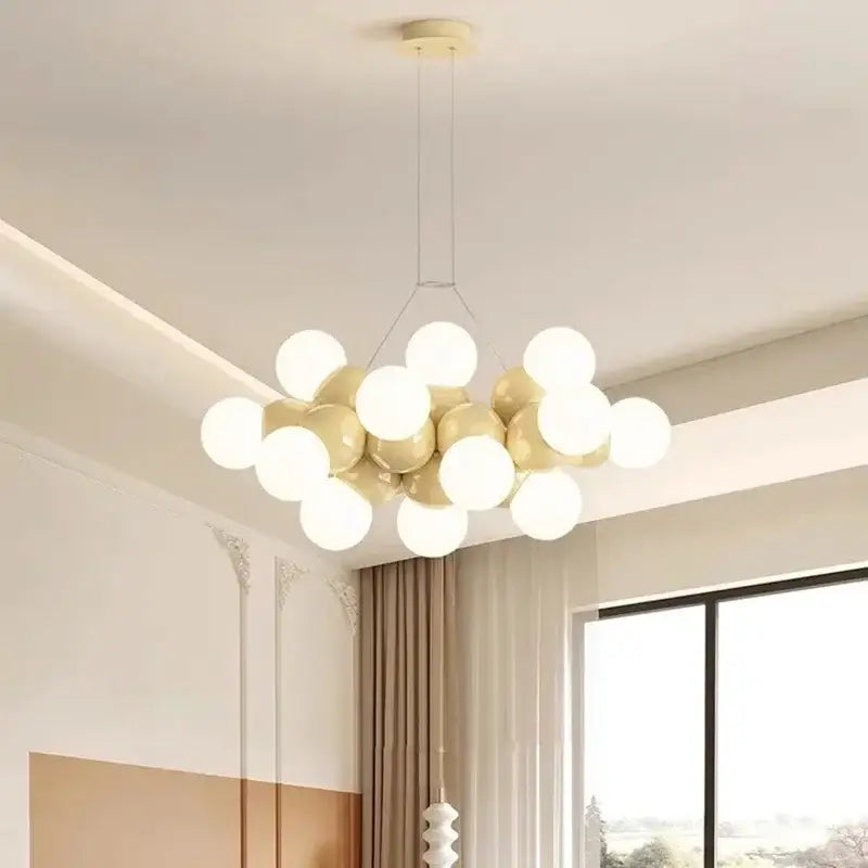 Modern white glass globe pendant light fixture for dining room