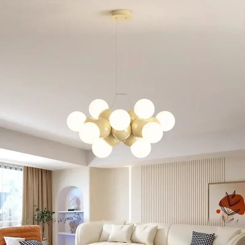 Modern white glass globe pendant light fixture for dining room
