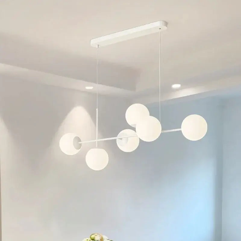 Modern white glass pendant chandelier light set dining room