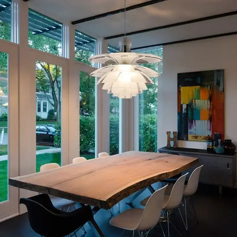 Modern white glass pine cone pendant chandelier for living room