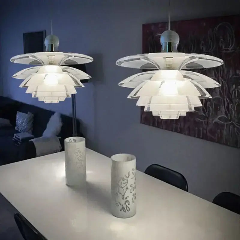 Modern white glass pine cone pendant chandelier for living room