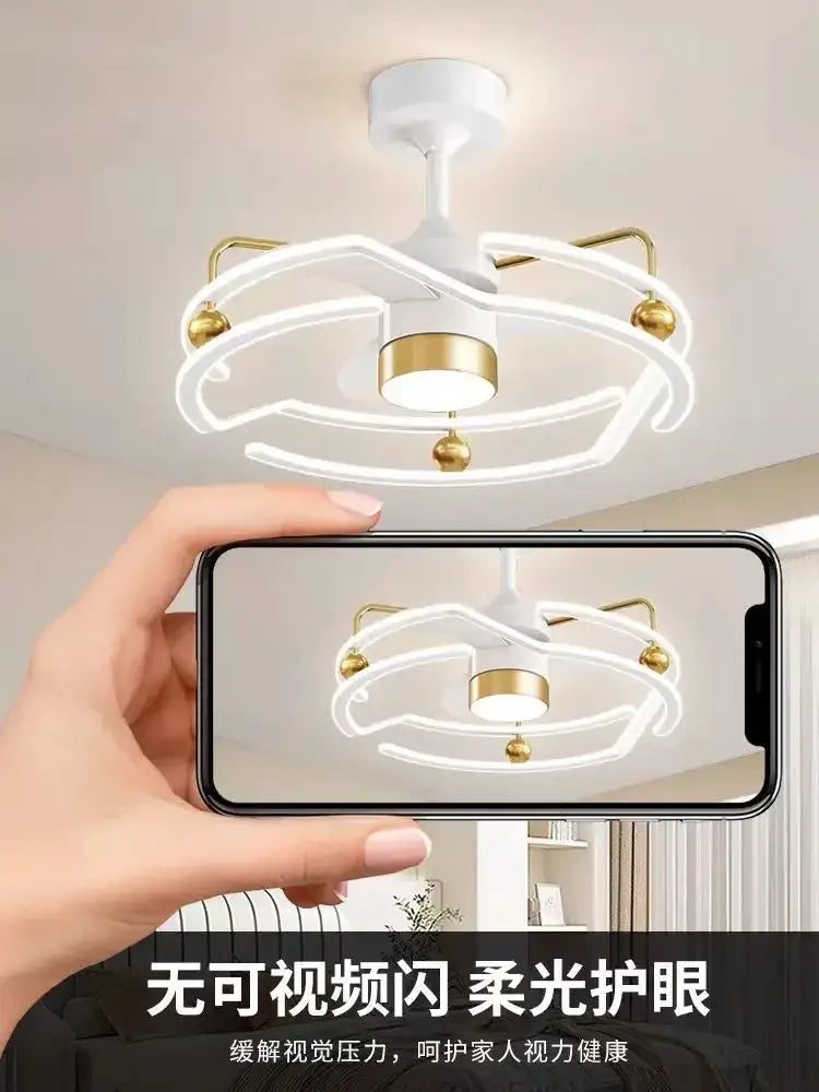 Modern white & gold ceiling fan light – elegant bedroom fan light