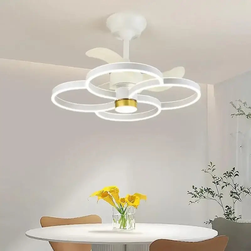 Modern white & gold ceiling fan light – elegant bedroom fan light