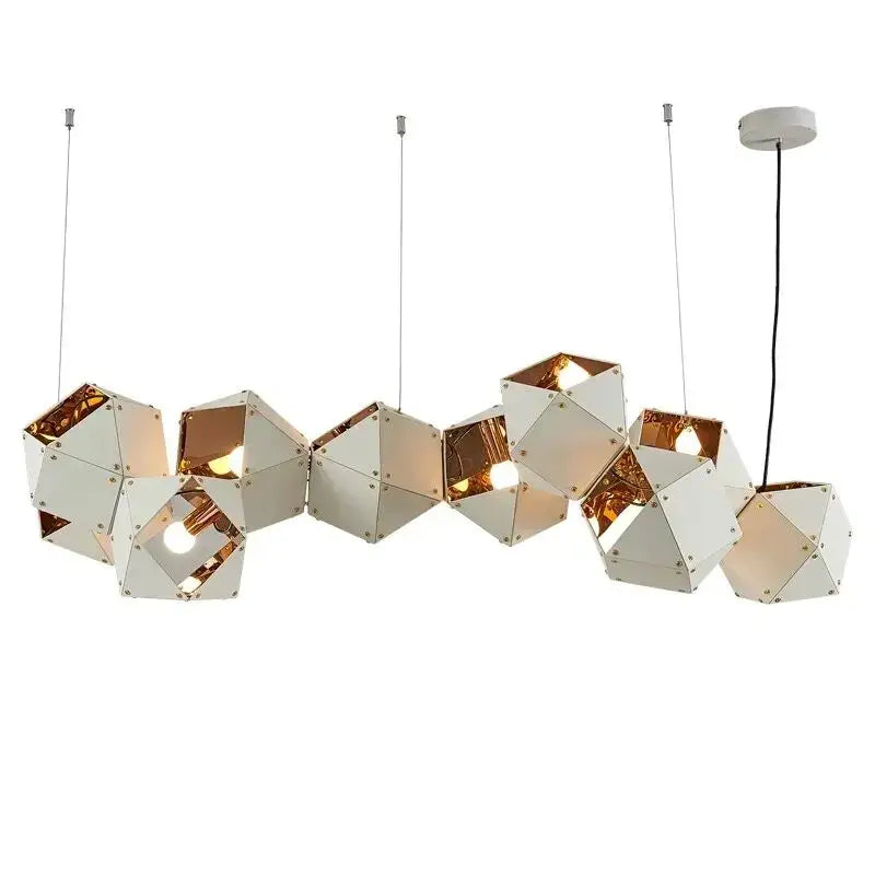 Modern white & gold cube led pendant light for dining room