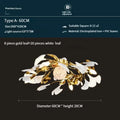 Modern white & gold ginkgo leaf led ceiling chandelier living room