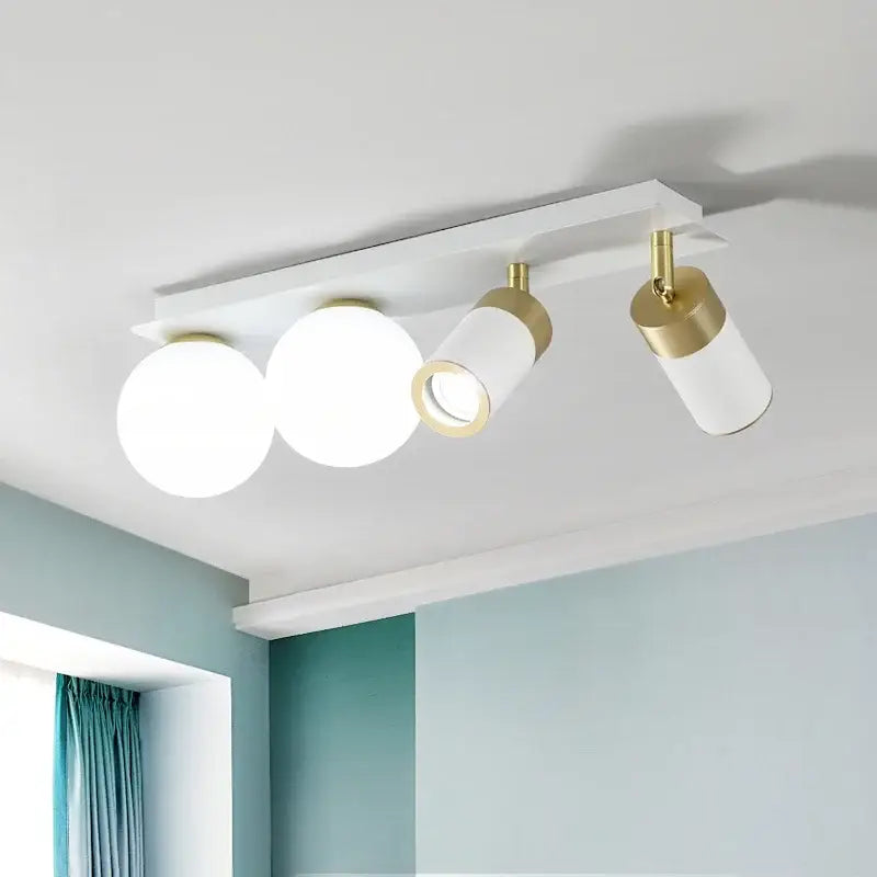 Modern white & gold glass ball led ceiling light living room track