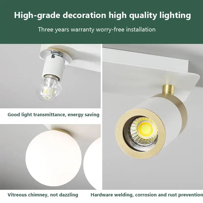 Modern white & gold glass ball led ceiling light living room track